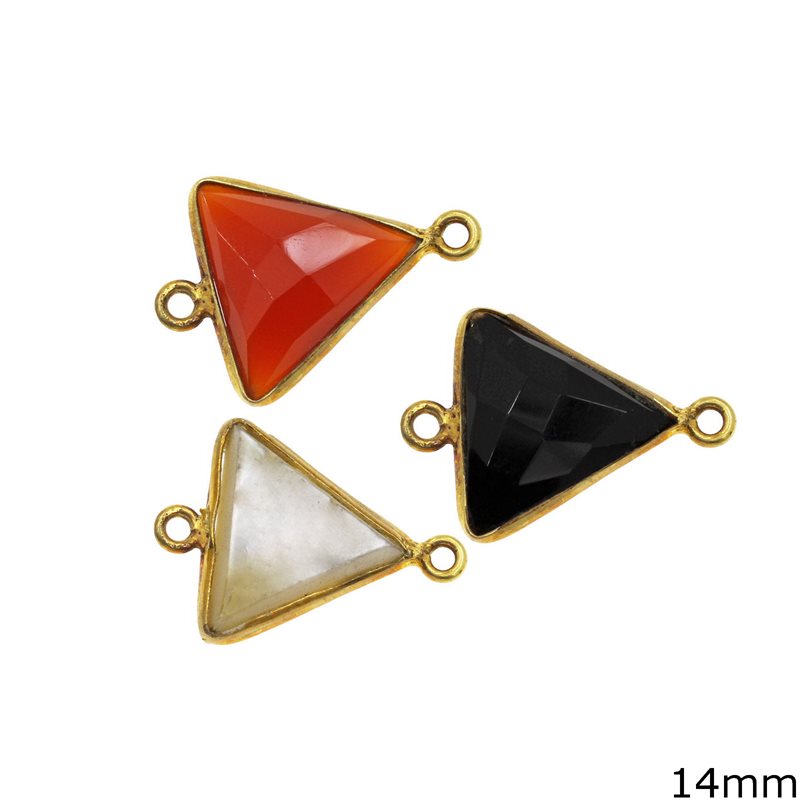 Διάστημα Ασημένιο 925 Μπέζελ Τρίγωνο 14mm με Ημιπολύτιμες Πέτρες
