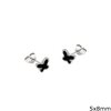 Silver 925 Earrings Butterfly with Mop-shell 5x8mm