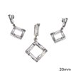 Silver 925 Set of Earrings and Pendant Rhombus with Zircon and Stones 20mm
