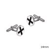 Silver 925 Cufflinks with Cross and Onyx Stone 14mm