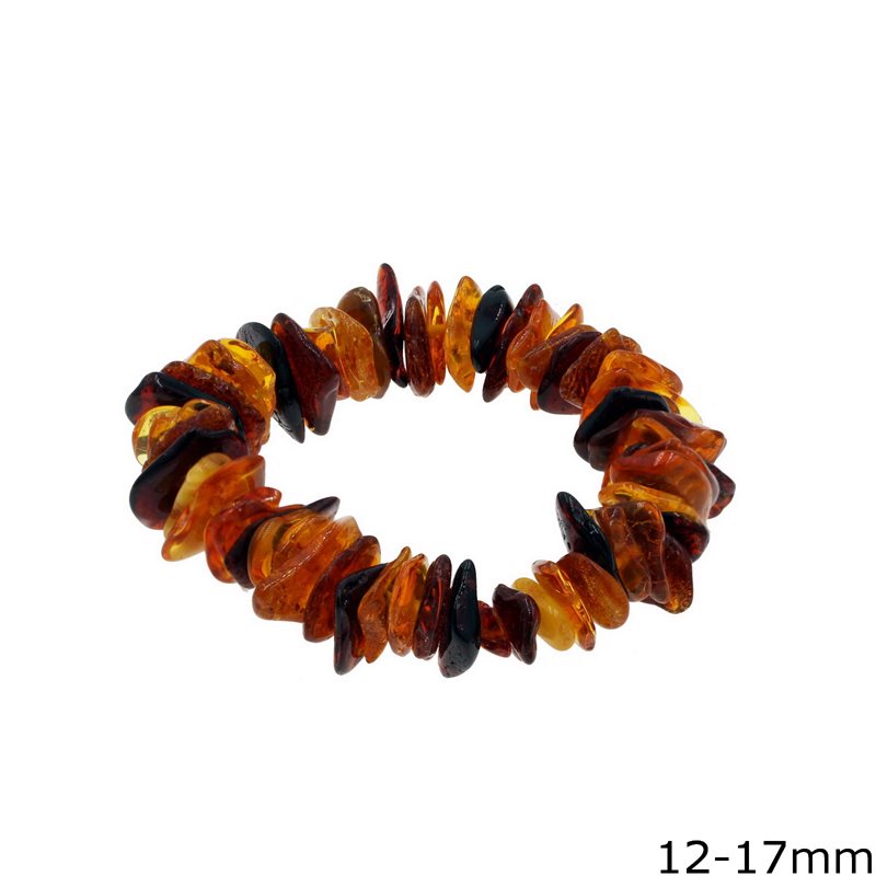 Silver 925 Bracelet with Amber Chips 12-17mm
