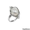 Metallic Ring with Freshwater Pearl 14x23mm