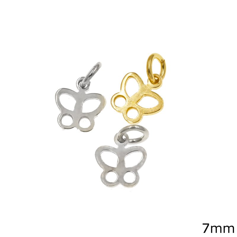 Silver 925 Pendant Butterfly Outline Style 7mm