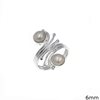 Silver  925 Ring with Triple Wire and Round Semi Precious Stones 6mm