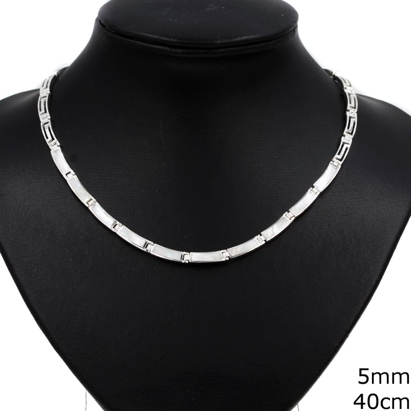 Silver 925 Necklace with Stamped Meander 5mm,40cm