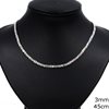 Silver 925 Necklace with Square Meander and Mop-shell 3mm,45cm