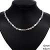 Silver 925 Necklace with Round Meander and Opal Stone 6mm,45cm