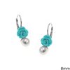 Silver 925 Earrings with Pearl and Pasta Rose 8mm