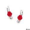 Silver 925 Earrings with Pearl and Pasta Rose 8mm