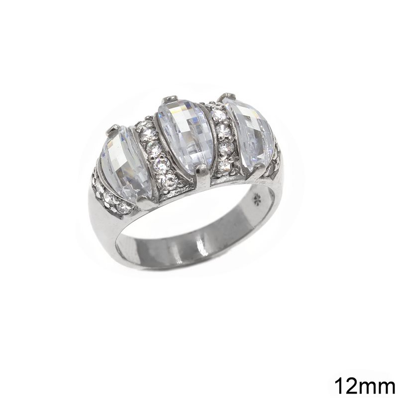 Silver925  Ring with Oval Zircon 12mm
