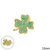 Silver 925 Pendant and Spacer Four-Leaf Clover with Zircon 12mm