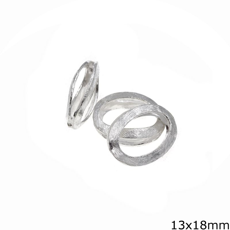 Silver 925 Outline Style Oval Bead 13x18mm
