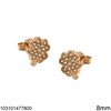 Silver 925 Earring Studs Clover with Zircon 8mm