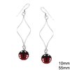 Silver 925 Earrings 55mm with Hanging Ball 10mm