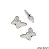 Silver 925 Bead Butterfly with Satin Finish 10x12mm