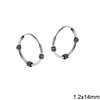 Silver 925 Hoop Earrings with design 1.2x14mm