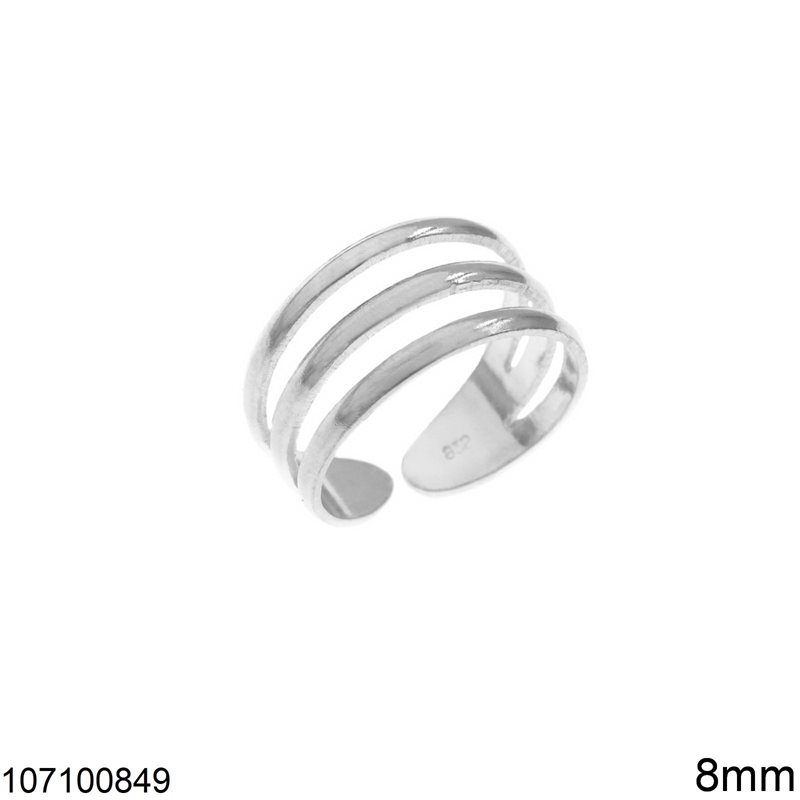Δαχτυλίδι Ασημένιο 925 Ποδιού Βεράκι 3πλό 8mm