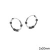 Silver 925 Hoop Earrings with design 2x20mm