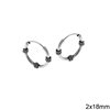 Silver 925 Hoop Earrings with design 2x18mm
