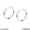 Silver 925 Hoop Earrings with Design 1.5mm