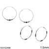 Silver 925 Hoop Earrings with Design 1.5mm