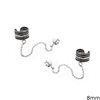 Silver 925  Earring Studs & Ear Cuffs 7-12mm with Chain Oxyde