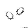 Silver 925 Hoop Earrings with design 2x16mm