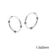 Silver 925 Hoop Earrings with design 1.3x20mm