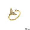 Metallic Ring Whale's Tail 15mm with Zircon