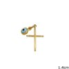 Gold Pendant Cross 1.4cm with Evil Eye K14 0.4gr