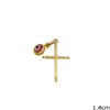 Gold Pendant Cross 1.4cm with Evil Eye K14 0.4gr