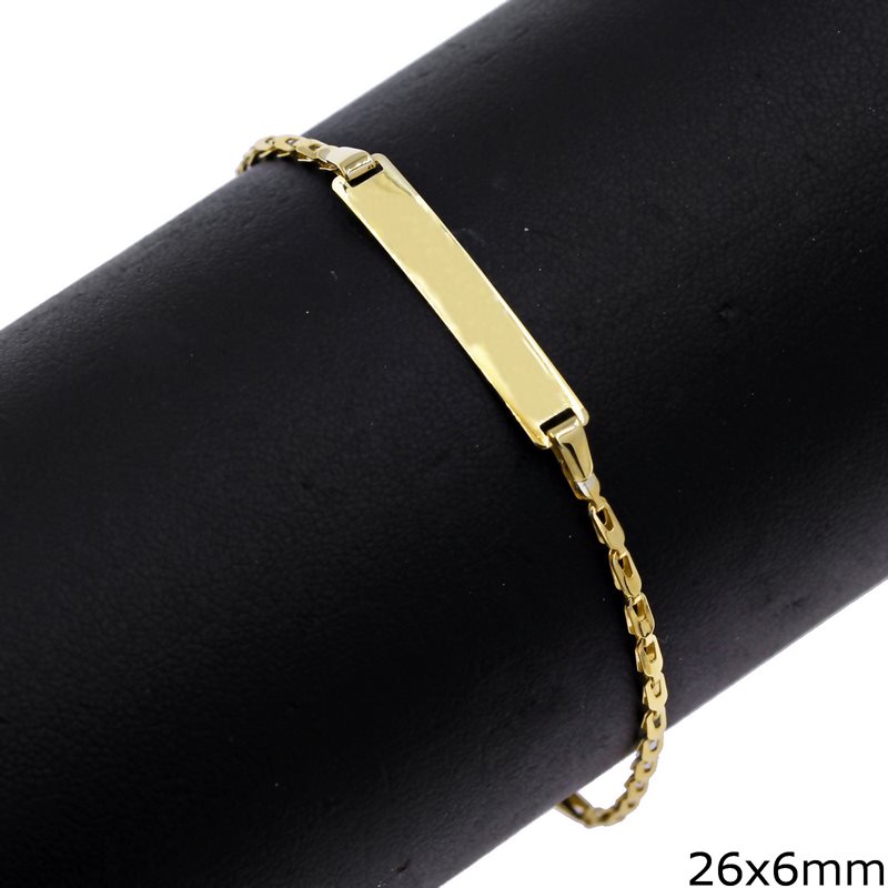 Gold Bracelet Tag 26x6mm K9 1.6gr