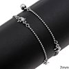 Silver 925 Anklet with Motif 7mm and Ball Chain 1mm