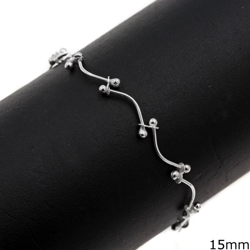 Silver 925 Anklet with Curved Tubes 15mm