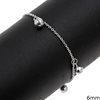 Silver 925 Anklet with 6 Bells 6mm