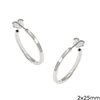 Silver 925 Hoop Earrings Square Sarniera 2mm