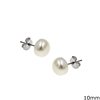 Stainless Steel Earrings with Freshwater Pearl 10mm