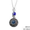 Silver 925 Round Car Amulet Double Sided Meander 18mm with Evil Eye 12-14cm