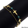 Stainless Steel Bracelet with Cross 8x13mm and Turquoise Stones 
