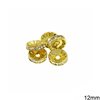 Brass Rondell with Rhinestone 8mm, CRYSTAL SILVER PLATED N/F