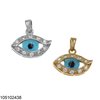 Silver 925 Pendant Evil  Eye with Zircon 11x20mm, Gold Plated
