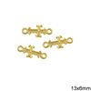 Silver 925 Cross Spacer 13x6mm , Gold plated