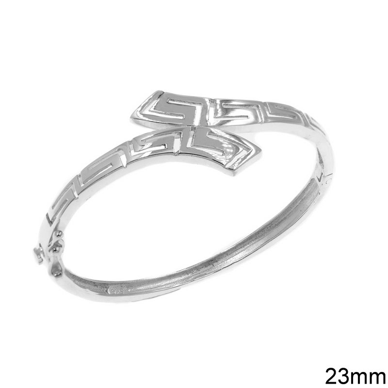 Silver 925 Cuff Bracelet with Meander 23mm