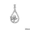 Silver 925 Pendant Pearshape with Butterfly and Zircon 23mm