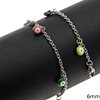 Stainless Steel Anklet with Enameled Evil Eyed 6mm, 25cm