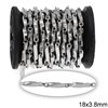 Stainless Steel Faceted Twisted Bar Link Chain 18x3.8mm