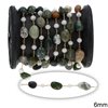 Stainless Steel Chain with Agate Beads 6mm and Faceted Rondelle Beads