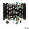 Stainless Steel Chain with Agate Beads 6mm and Faceted Rondelle Beads