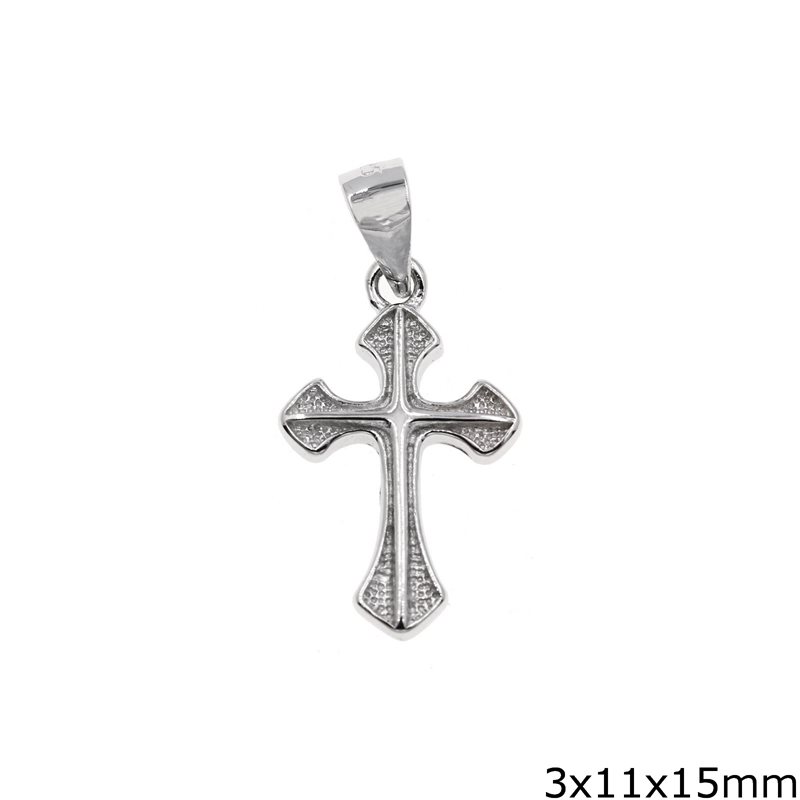 Silver 925 Pendant Cross with Line 3x11x15mm