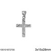 Μενταγιόν Ασημένιο 925 Σταυρός με Ζιργκόν 3x18x25mm